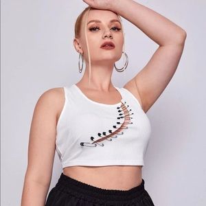 Shein safety pin cutout front tank top